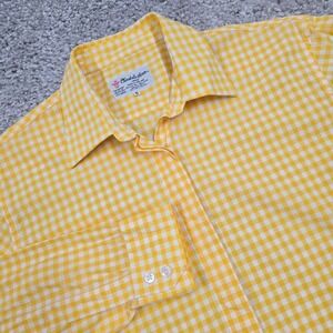 Turnbull & Asser Top Women 16 Yellow Gingham Plaid Button Up Long Sleeve England